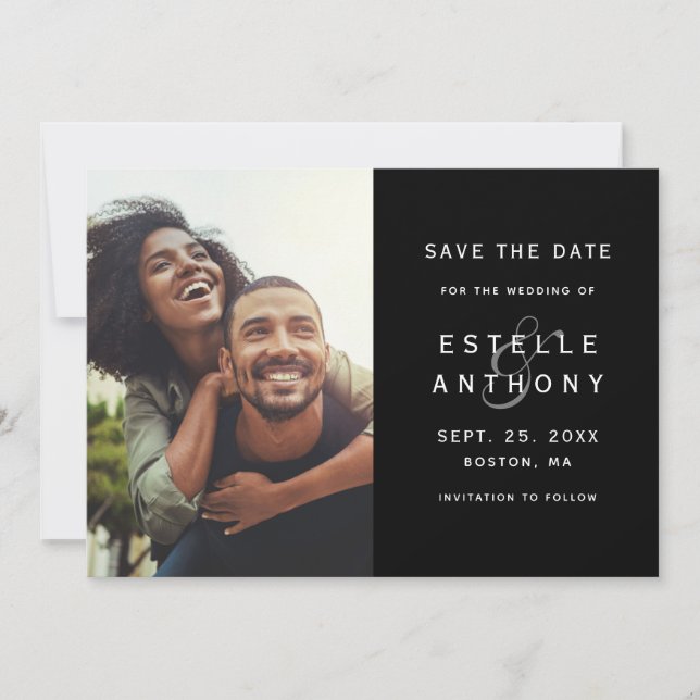 Branco | Ampersand Wedding Save the Date Cartão co (Frente)