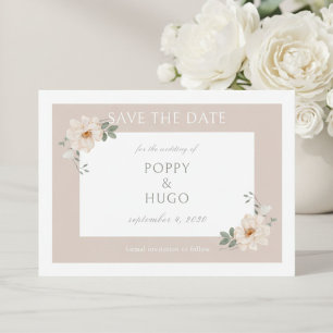 Branco & Areia Chic Floral Casamento Salve a Dat