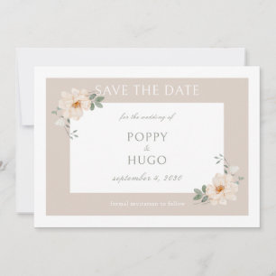 Branco & Areia Chic Floral Casamento Salve a Dat