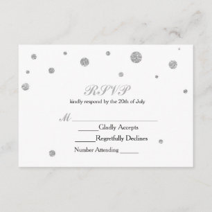 Branco & cartão de casamento dos pontos RSVP do
