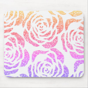 Branco colorido Mousepad dos rosas do efeito