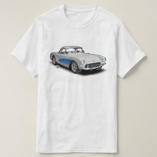 Branco com o t-shirt do azul 56-57 StingVetteRay (Frente do Design)