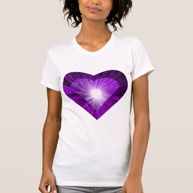 Branco das senhoras do t-shirt do "coração" de (Frente)