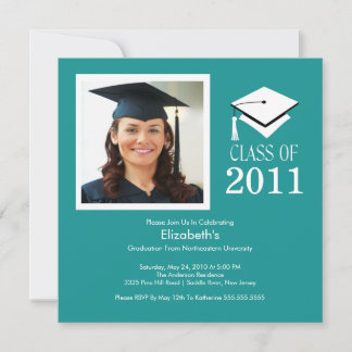 Branco de Turquoise de Convite para Graduação de F