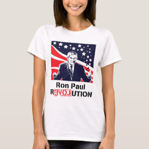 Branco do t-shirt da revolução de Ron Paul
