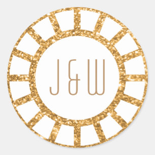 Branco Dourado da etiqueta do monograma de Gatsby