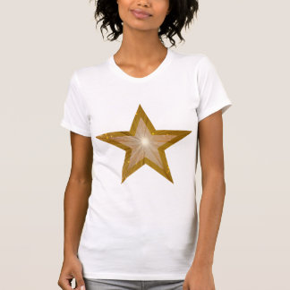 Branco "Dourado" do t-shirt das mulheres da