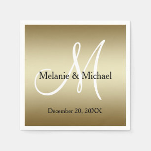 Branco Dourado guardanapo de papel Wedding