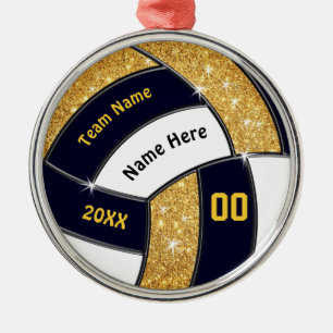 Branco Dourado Negro, Ornamentos de Voleibol Perso