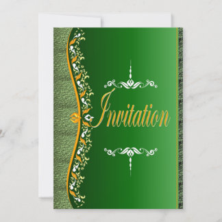 Branco e laranja Elegante em verde Convite
