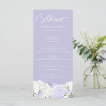 Branco e Periwinkle | Menu Casamento