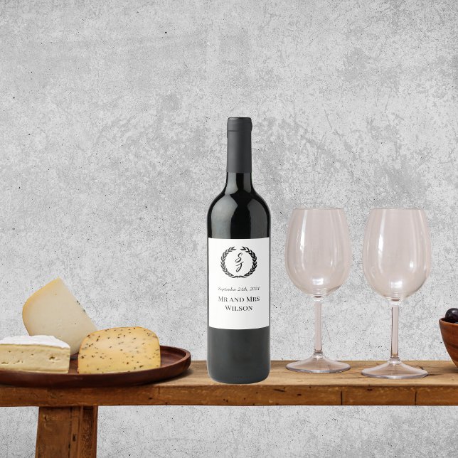 Branco Elegante com rótulo de vinho monograma de c (Criador carregado)