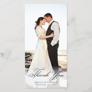 Branco elegante, obrigado Cartão com fotos 8x4