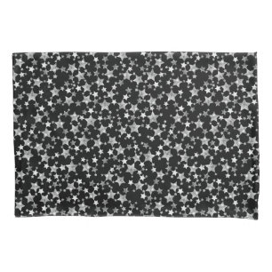 Branco em Preto Padrão de Estrelas Lino Impressã