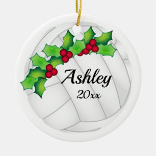 Branco Enfeites de natal de Voleibol Personalizado