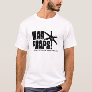 Branco louco do t-shirt do logotipo dos suportes