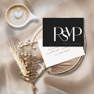 Branco minimalista sobre placa RSVP preta