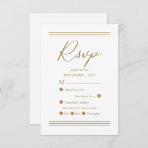 Branco moderno minimalista RSVP Dourada antiga