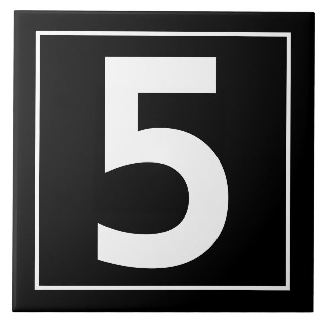 Branco moderno simples no azulejo preto do número (Frente)