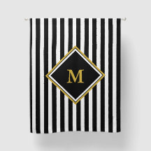 Branco preto elegante e monograma Dourado com risc