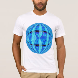 Branco redondo azul do t-shirt da esfera