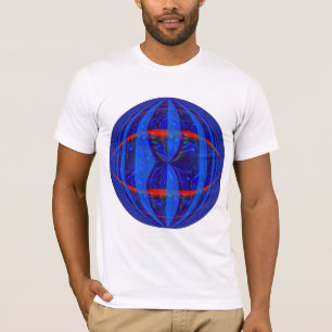Branco redondo azul escuro do t-shirt da esfera