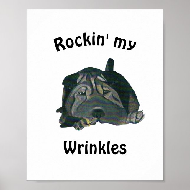 Branco "Rockin' My Winkles Black Sharpei Poster (Frente)