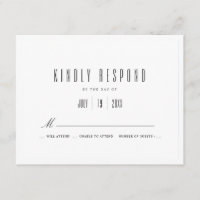 Branco simples | RSVP de Convite de Casamento