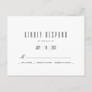 Branco simples RSVP de Convite de Casamento