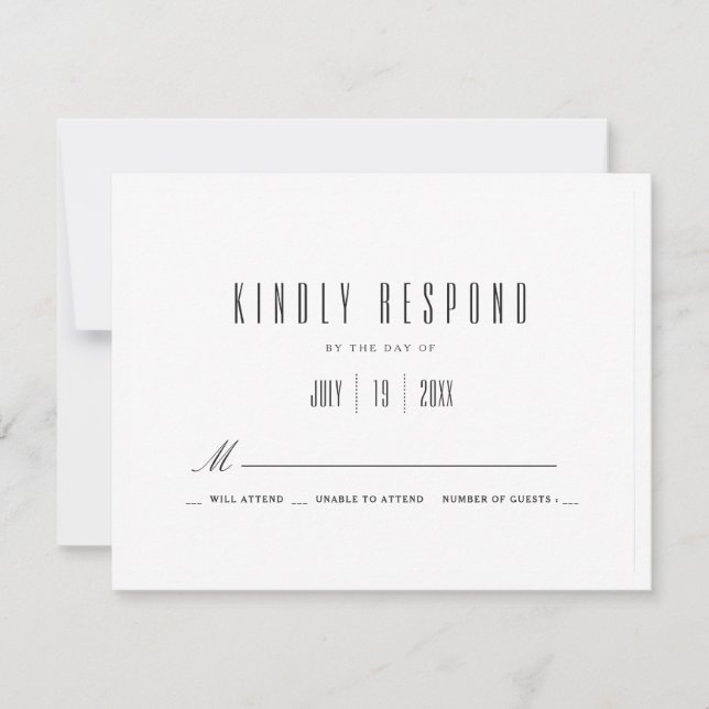 Branco simples | RSVP de Convite de Casamento (Frente)