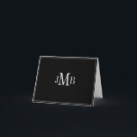 Branco sobre Cartões de agradecimentos dobrado em<br><div class="desc">Iniciais brancas e clássicas monogramas no Excelente de cartões de agradecimentos dobrado em fundo preto (dentro branco vazio) para correspondência comercial.</div>