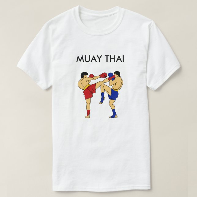 Branco tailandês do t-shirt de Muay (casa redonda) (Frente do Design)