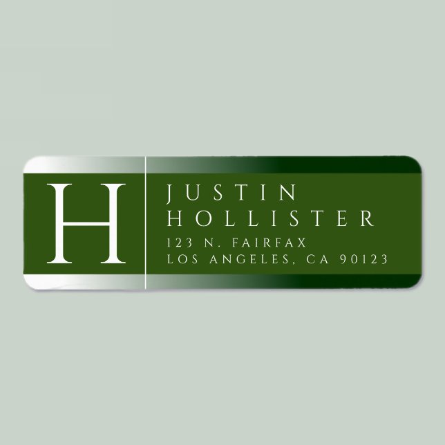 Branco & Verde Floresta | Etiqueta de Endereço de  (Criador carregado)