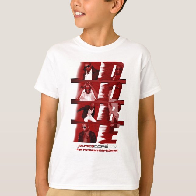 Branco VERMELHO do t-shirt dos miúdos (Frente)