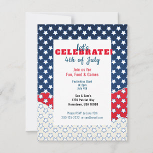 Branco vermelho e azul com estrelas 4 de julho