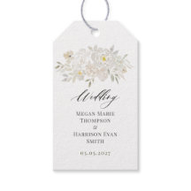 Brancos de Aquarela Etiquetas de Presente de Casam