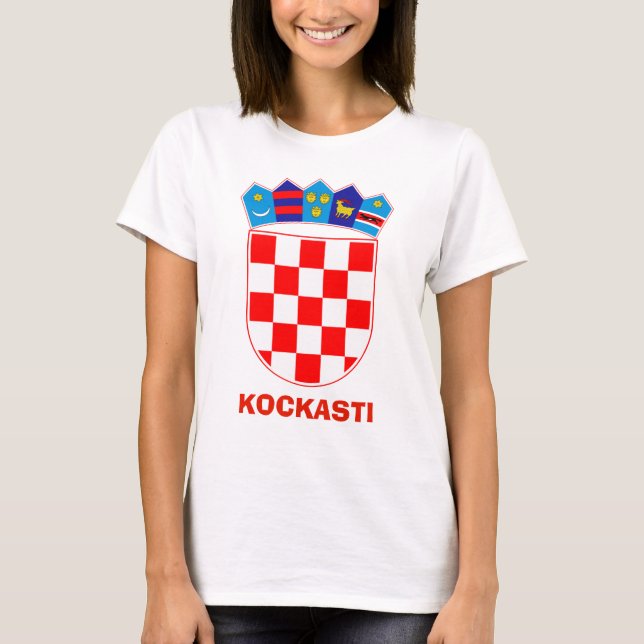 Brasão de Armas Croácia Kockasti T-Shirt (Frente)