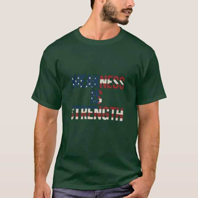 Brasil: "Fragilidade é Força", EUA Flag T-Shirt -  (Frente)