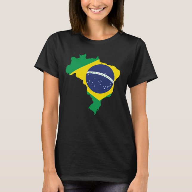 Brasil Sinalizador T-Shirt Design de Mapa Brasilei (Frente)