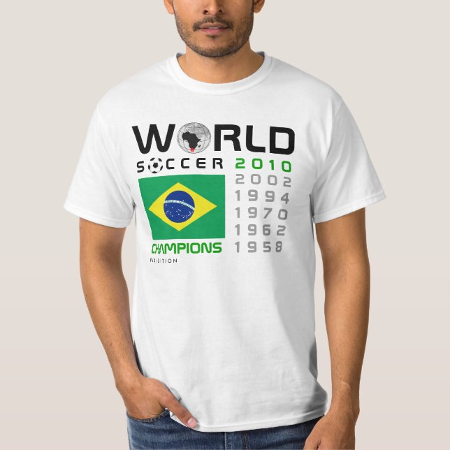Brasil t-shirt 2 de 5 campeões do campeonato do (Frente)
