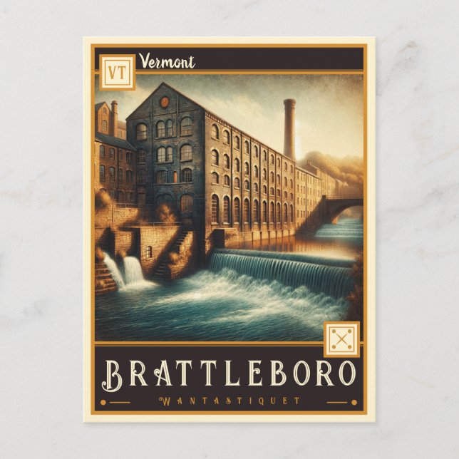Brattleboro, Vermont | Cartão postal Vintage (Frente)