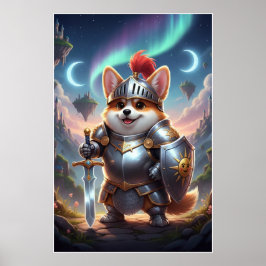Brave Corgi Knight | Fantasy Cute Armor Art Poster