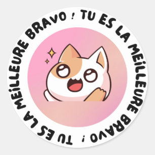 Bravo Tu Es La Meilleure Kawaii Adesivo de Gato