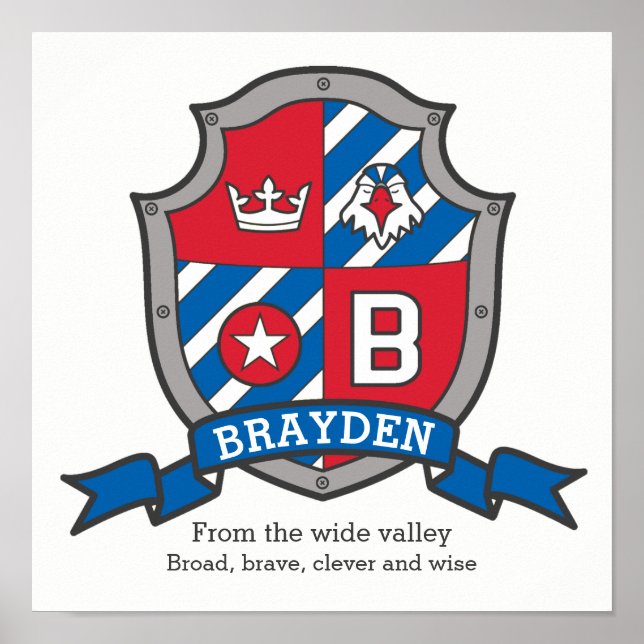 Brayden boys name significa heraldry shield poster (Frente)