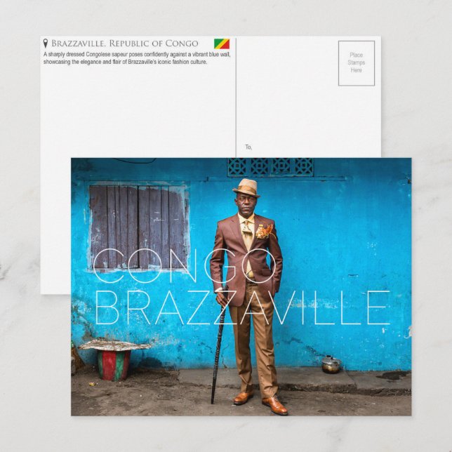 Brazzaville, República do Congo Cartão Postal de V (Frente/Verso)
