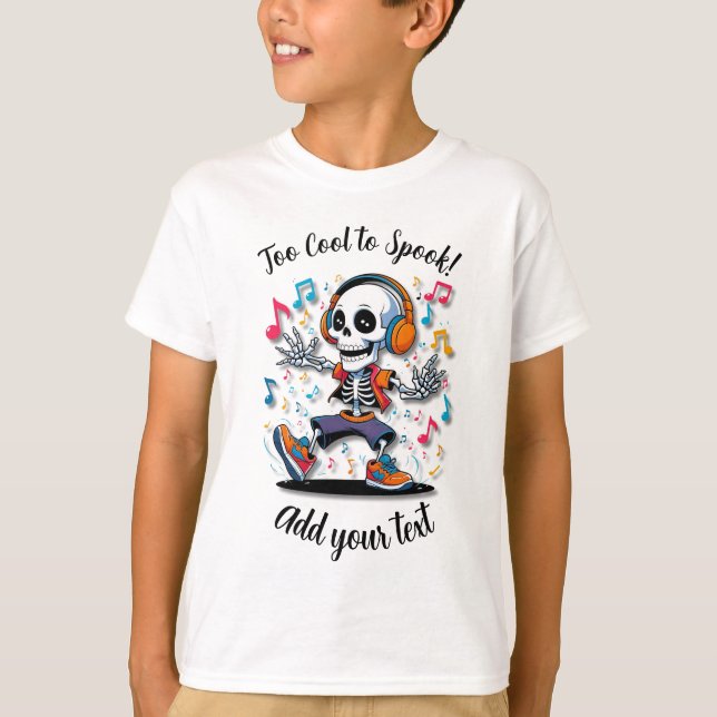Breakdance Skeleton – Kids Halloween T-Shirt (Frente)