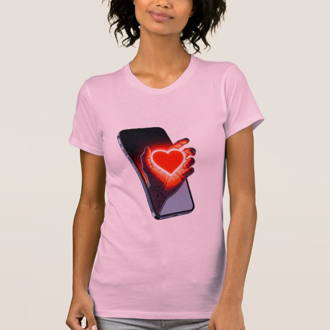 Breaking Screen Heart Optical Illusion T-Shirt Des (Frente)