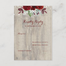 Breath and Burgundy Flowers Rustic RSVP