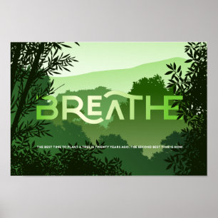 BREATHE Tree Adpreciation Poster Shades of Green
