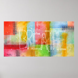 - BREATHE - Typografia Art Painting Poster Impress